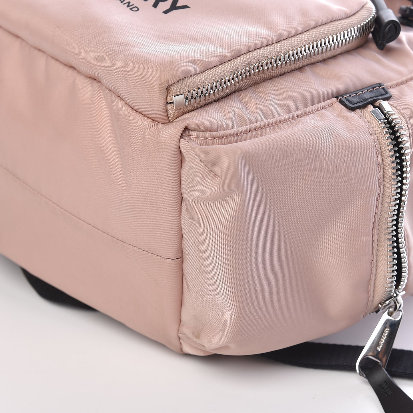 Nylon Logo Print Medium Rucksack Backpack Rose Beige