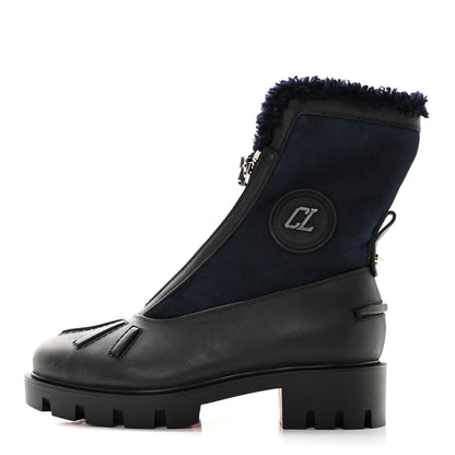 Christian Louboutin Kid Calfskin Shearling Glory Flat Boot 35.5 Version Black 1 of 19