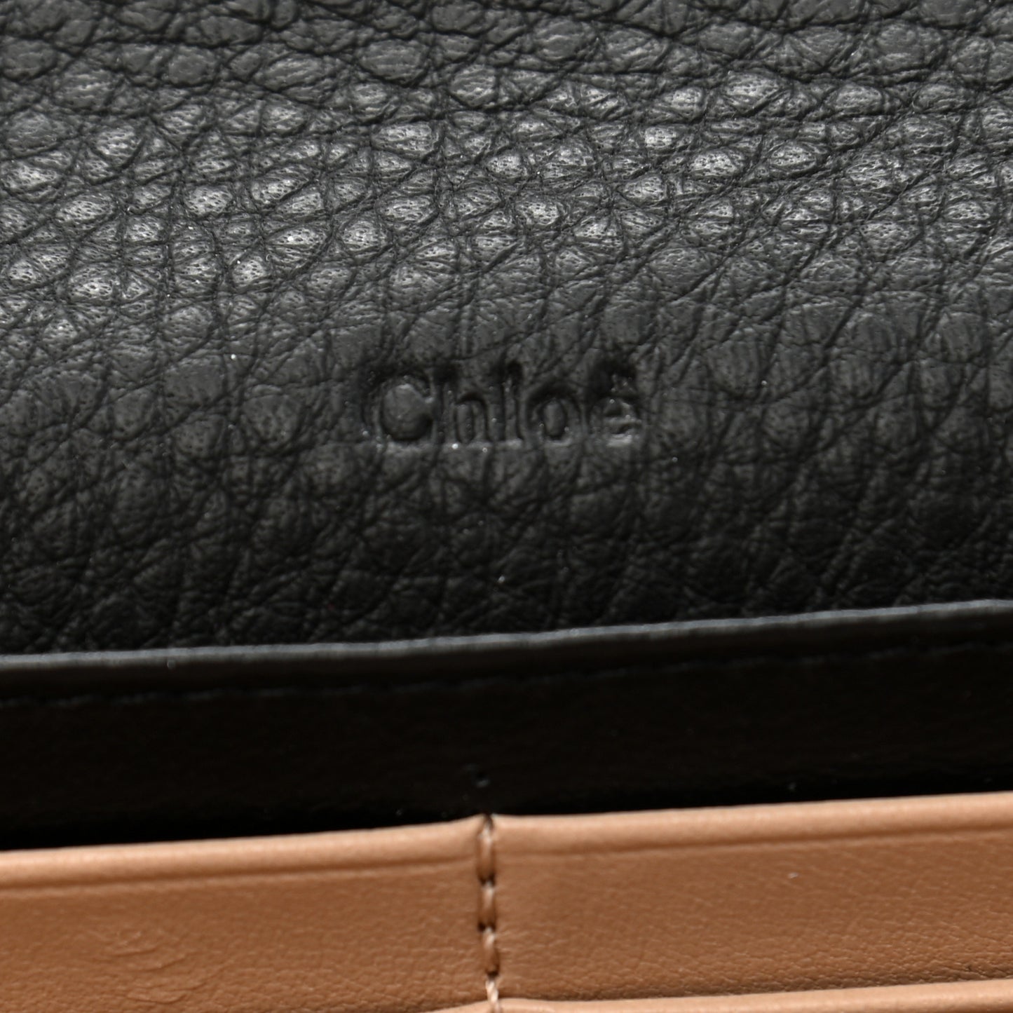 Grained Calfskin Alphabet Long Wallet Black