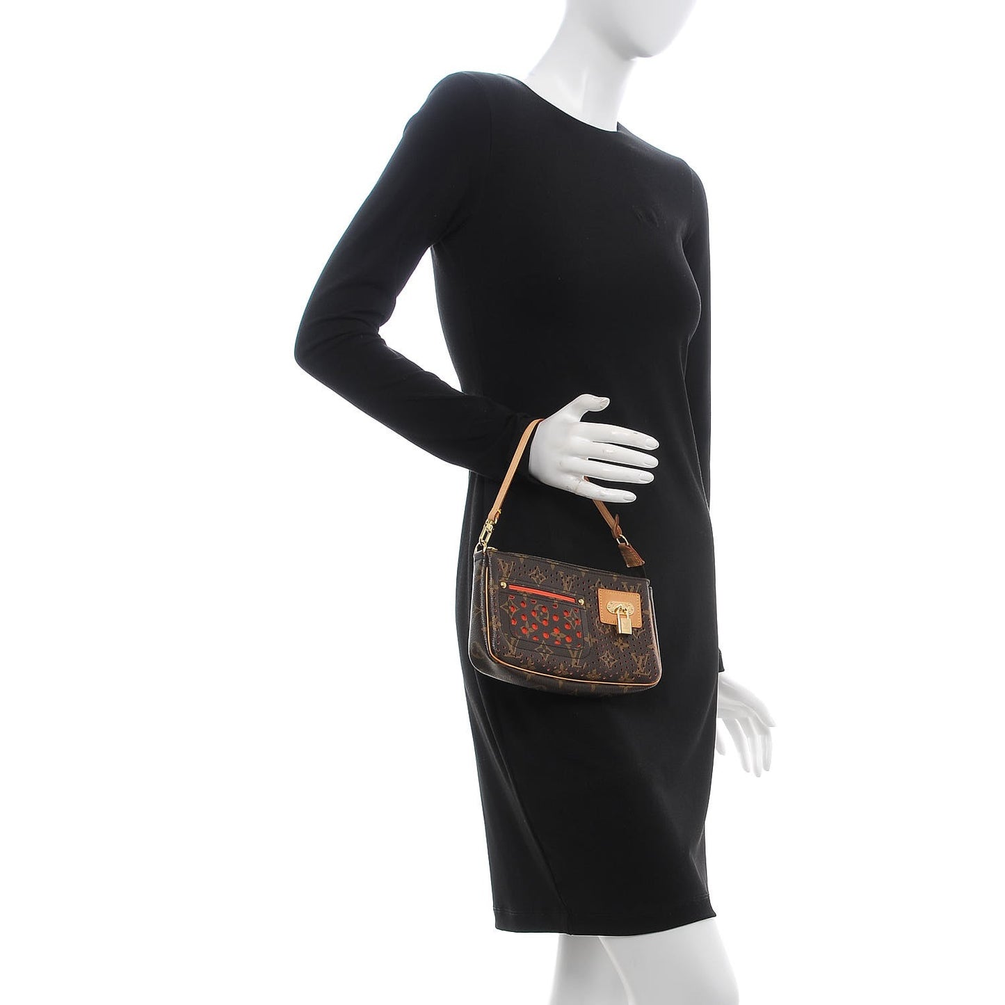 Monogram Perforated Pochette Accessories Bag Orange
