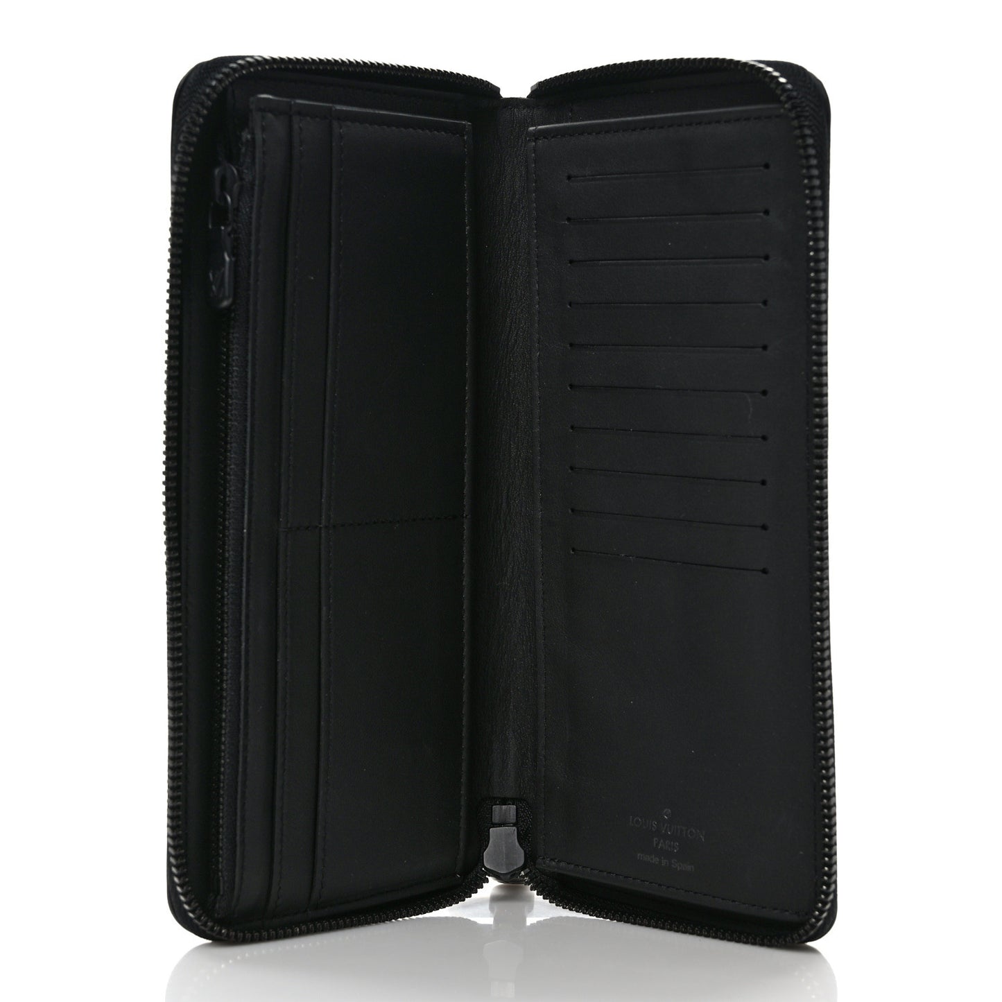 Calfskin Monogram Shadow Vertical Zippy Wallet Black