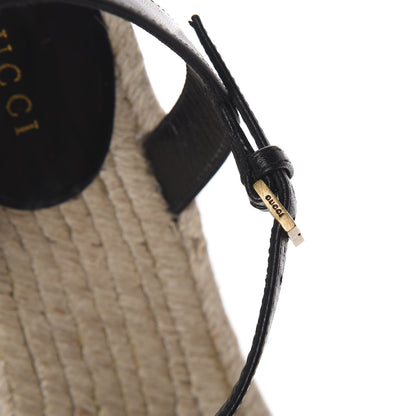 Gucci Cotton Malaga Kid Crochet Pearly GG Lilibeth Espadrille Platform Sandals 38 Black 12 of 14