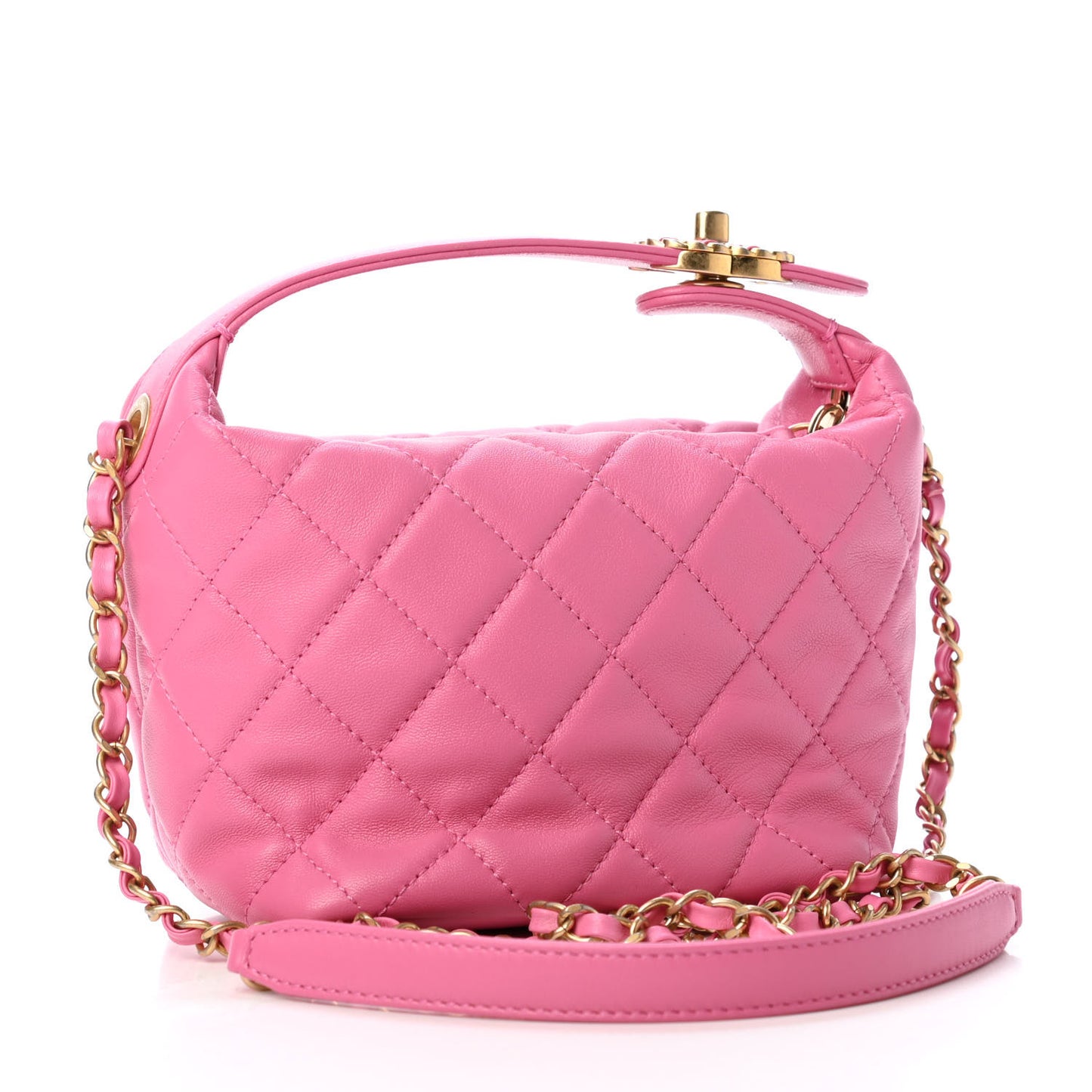 Lambskin Quilted Small Perfect Meeting Hobo Pink