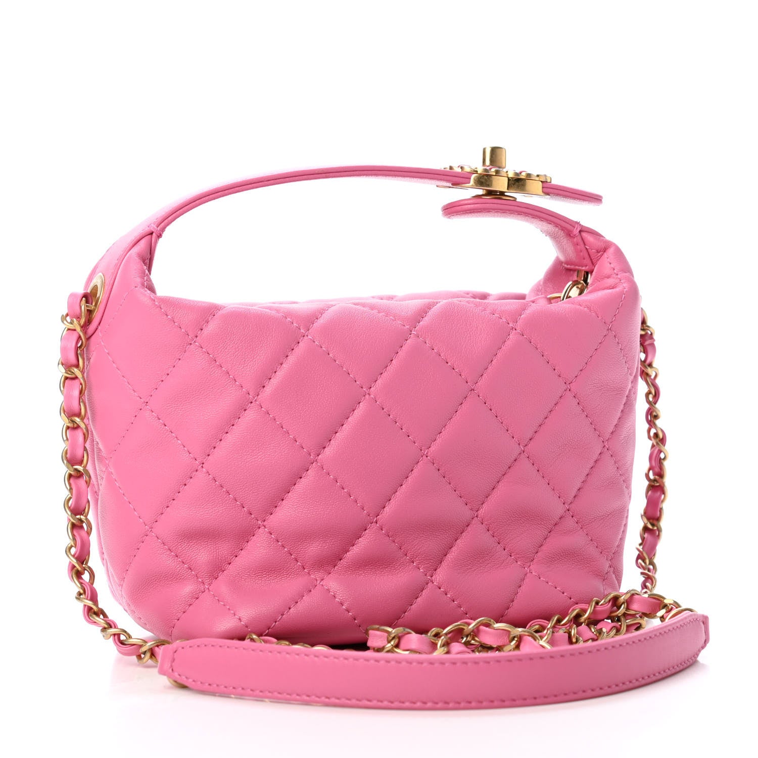 Chanel Lambskin Quilted Small Perfect Meeting Hobo Pink 2 of 4
