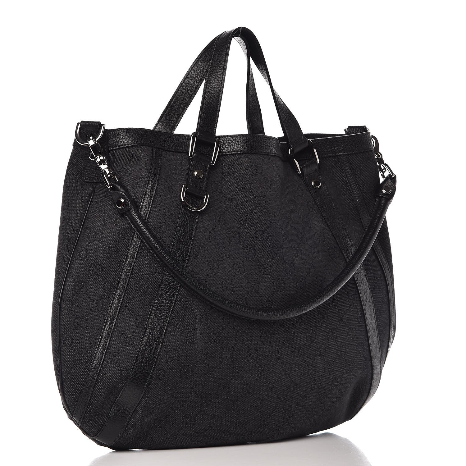 Gucci Nylon Monogram Medium Abbey Convertible Tote Black 4 of 12