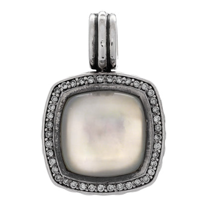 David Yurman Sterling Silver Diamond Moon Quartz 14mm Albion Enhancer Pendant 1 of 4