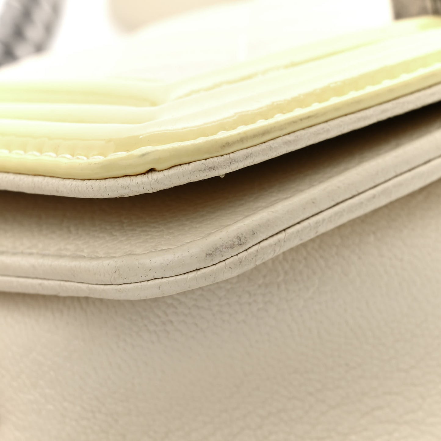 Goatskin Quilted Patent Small Duo Boy Flap White