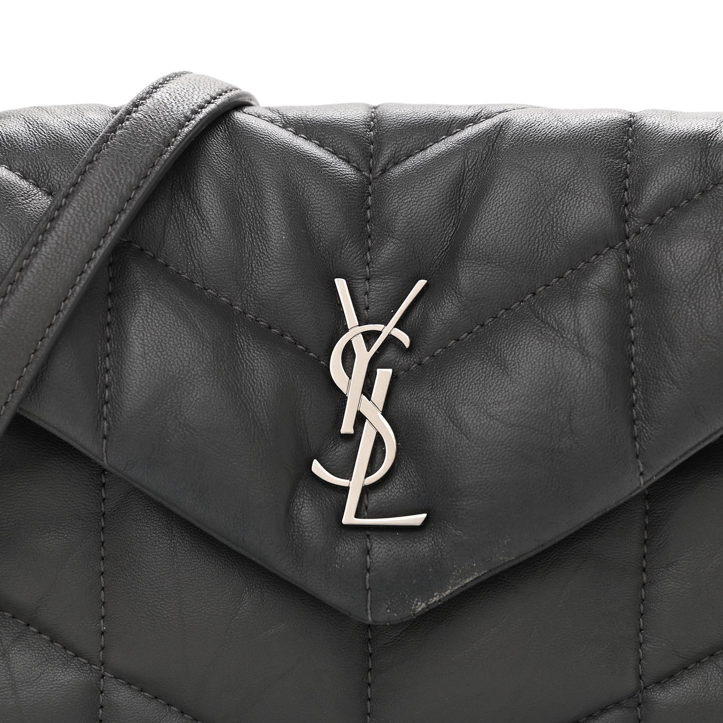 Lambskin Quilted Toy Loulou Puffer Monogram Chain Satchel Storm