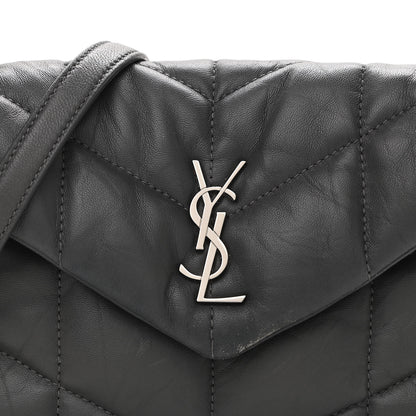 Saint Laurent Lambskin Quilted Toy Loulou Puffer Monogram Chain Satchel Storm 16 of 21