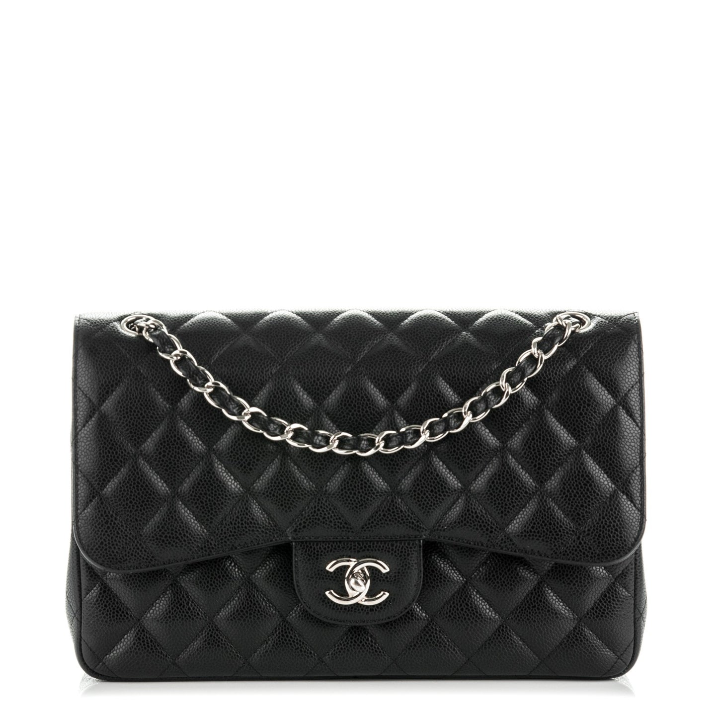 Caviar Quilted Jumbo Double Flap Black