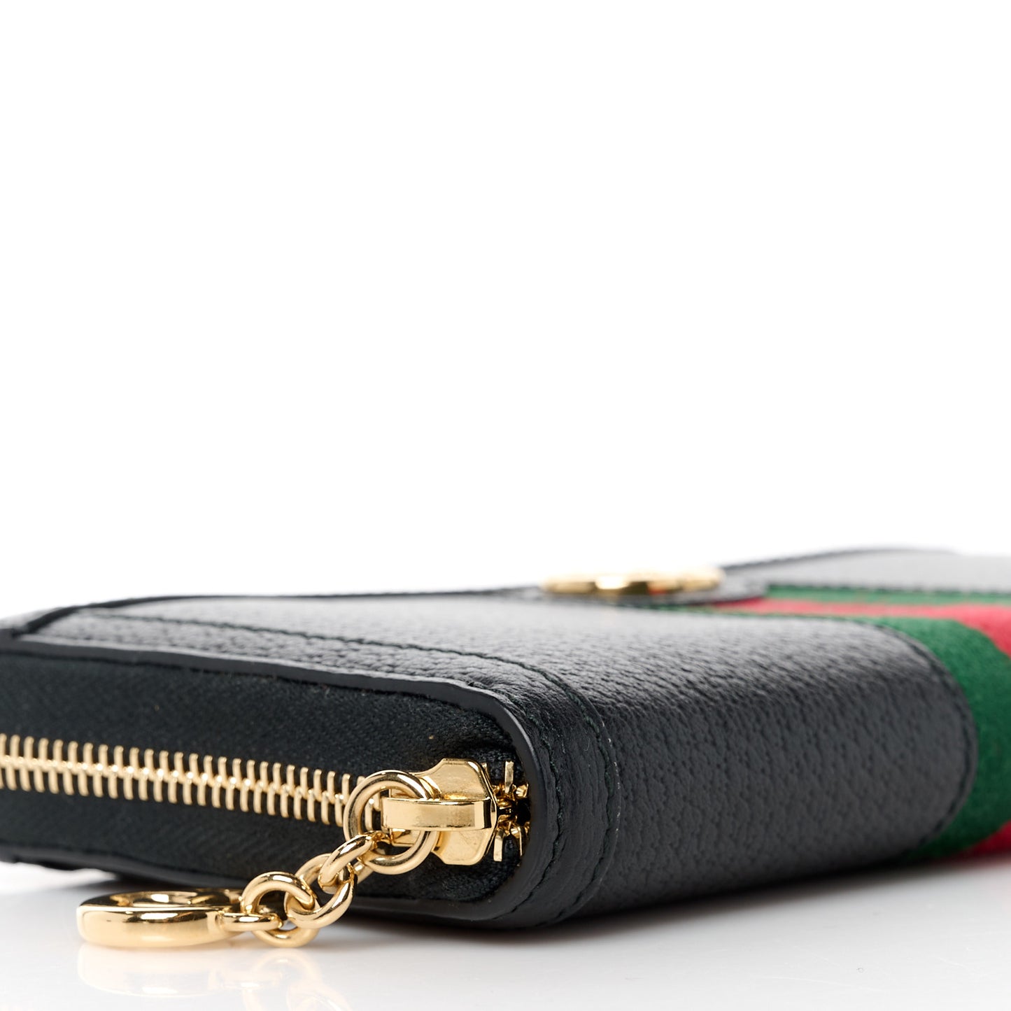 Calfskin Web Ophidia Zip Around Wallet Black