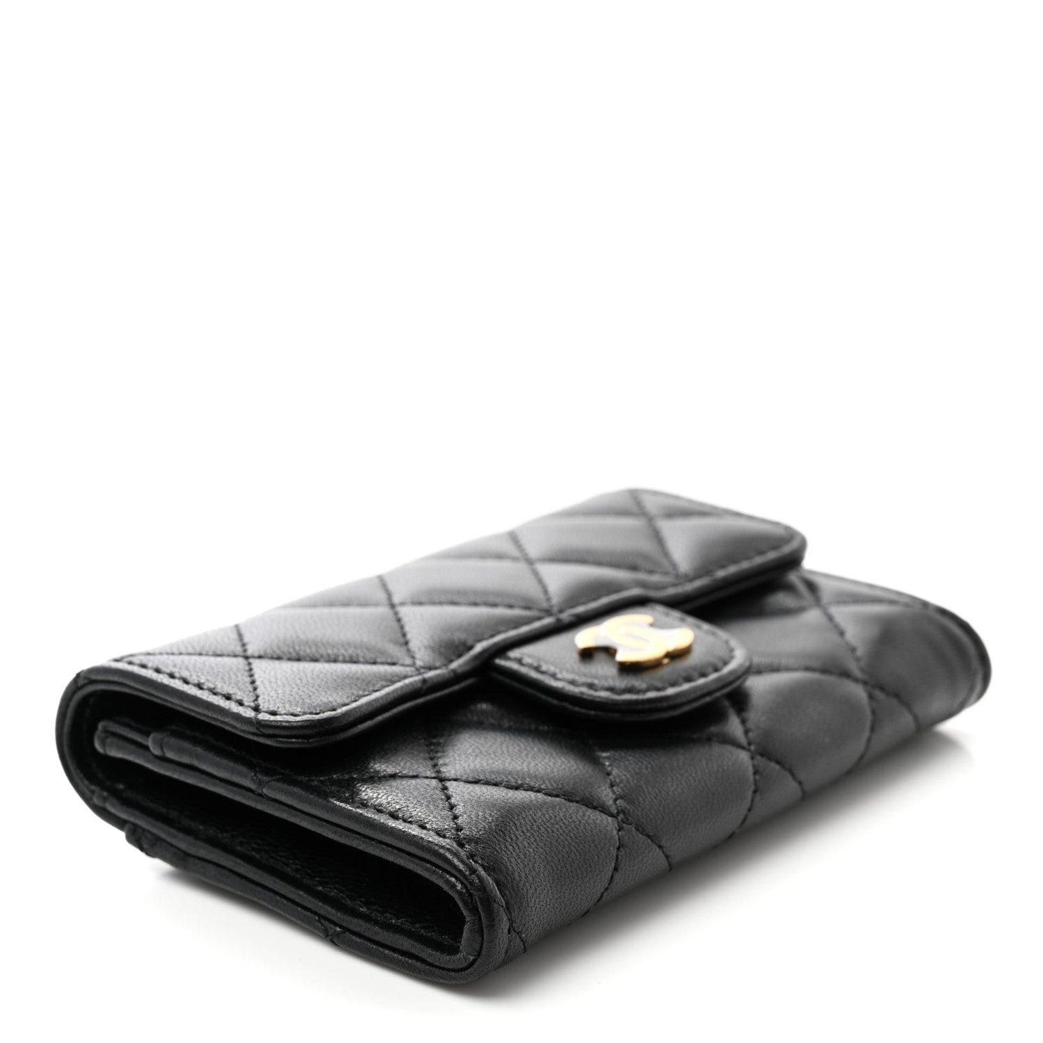 Chanel Lambskin Quilted Flap Card Holder Wallet Black 4 of 9