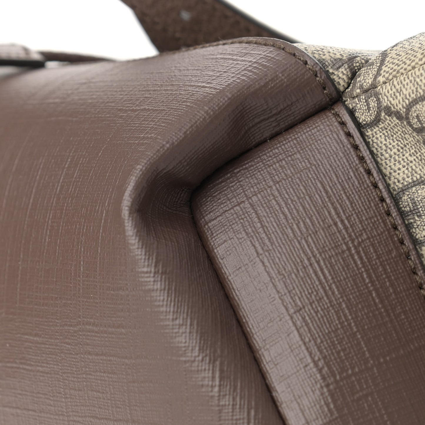 GG Supreme Monogram Medium Ophidia Double Buckle Backpack Brown