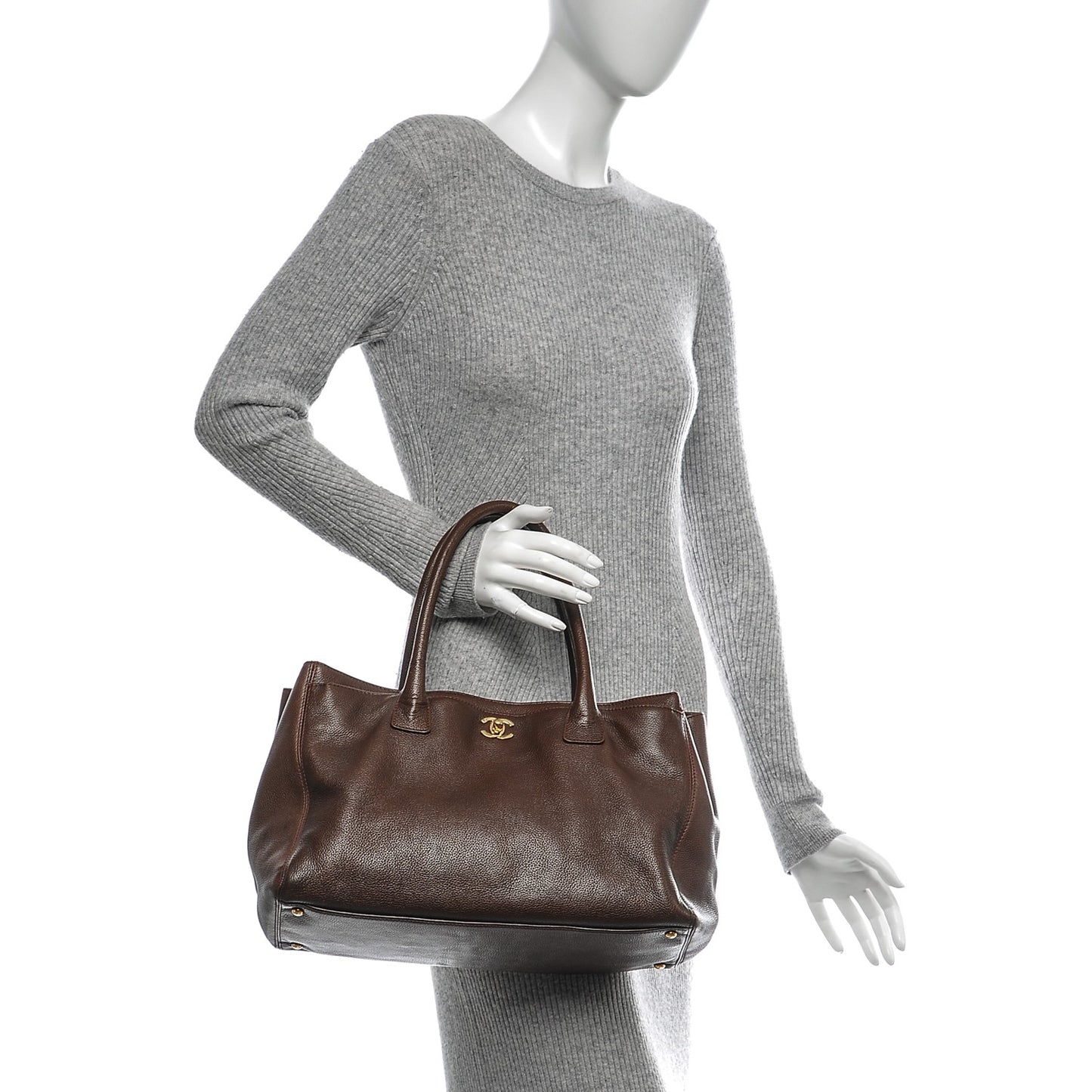 Calfskin Cerf Executive Shopper Tote Brown