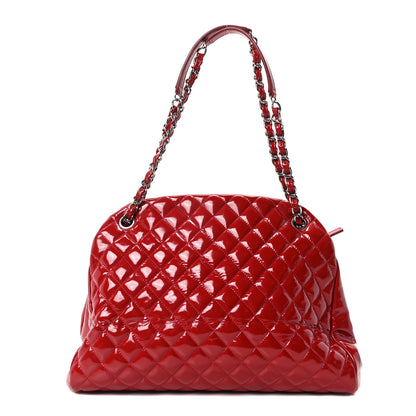 Chanel Patent Quilted Large Just Mademoiselle Bowling Bag Red 1 of 19
