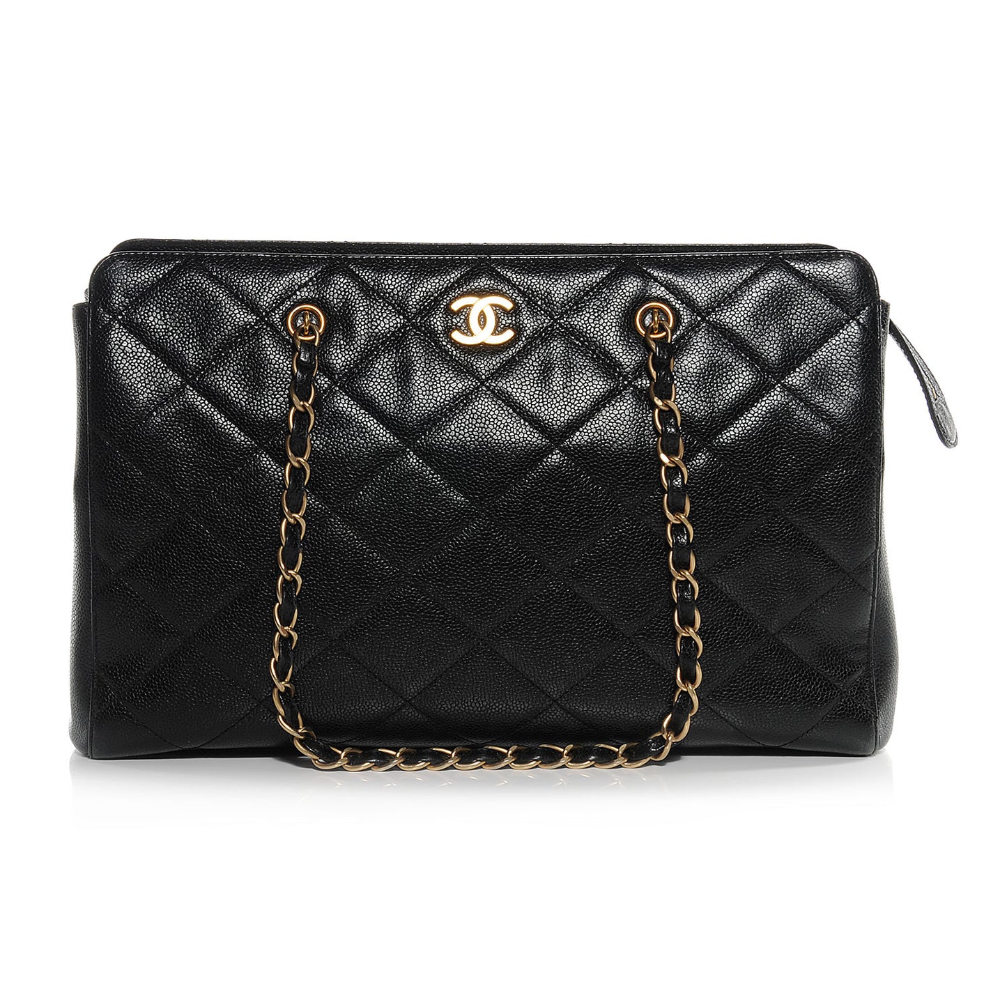 Caviar Quilted Large Tote Black