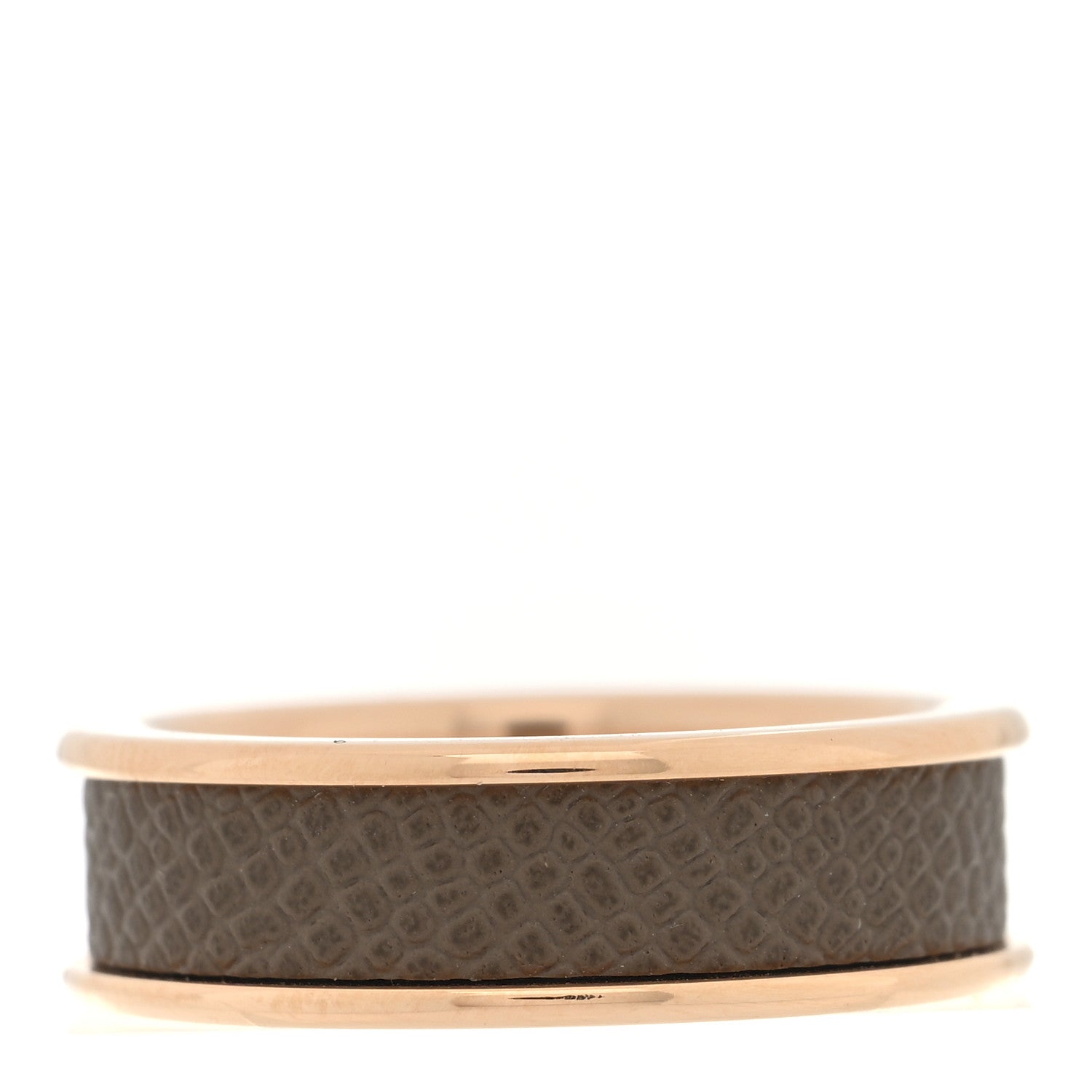 Hermes Madame Calfskin Athena Simple Stud Ring 55 7.25 Etoupe 3 of 5