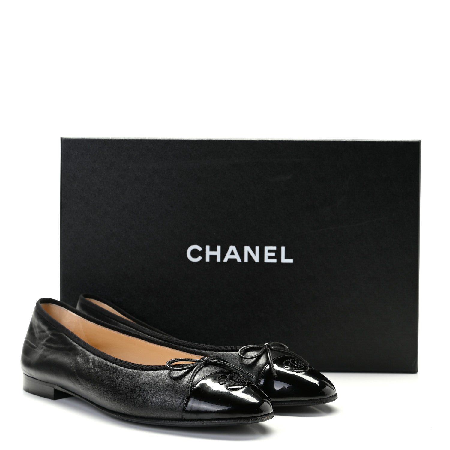Chanel Lambskin Patent Cap Toe Ballerina Flats 40 Black 13 of 13