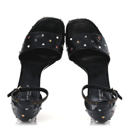 Louis Vuitton Calfskin Studded Fame Platform Sandals 38 Black 2 of 13