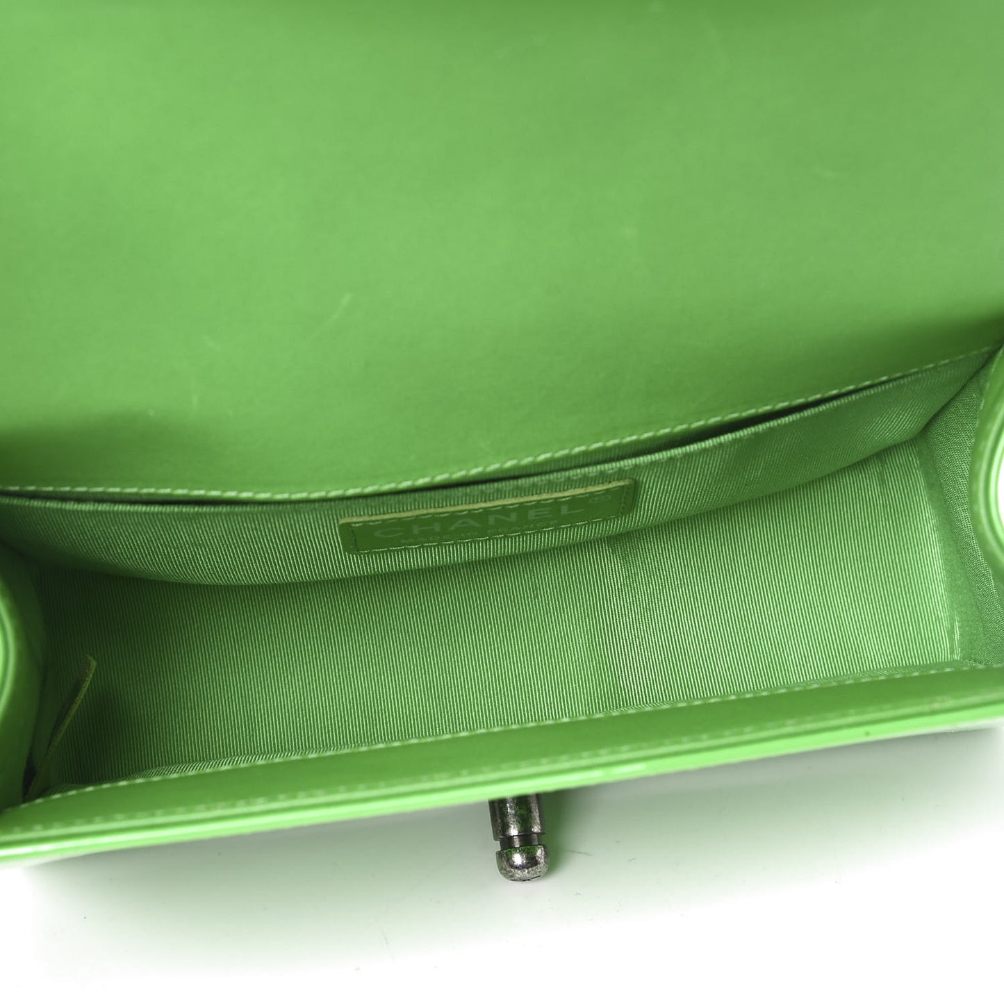 Patent Quilted Small Boy Flap Green