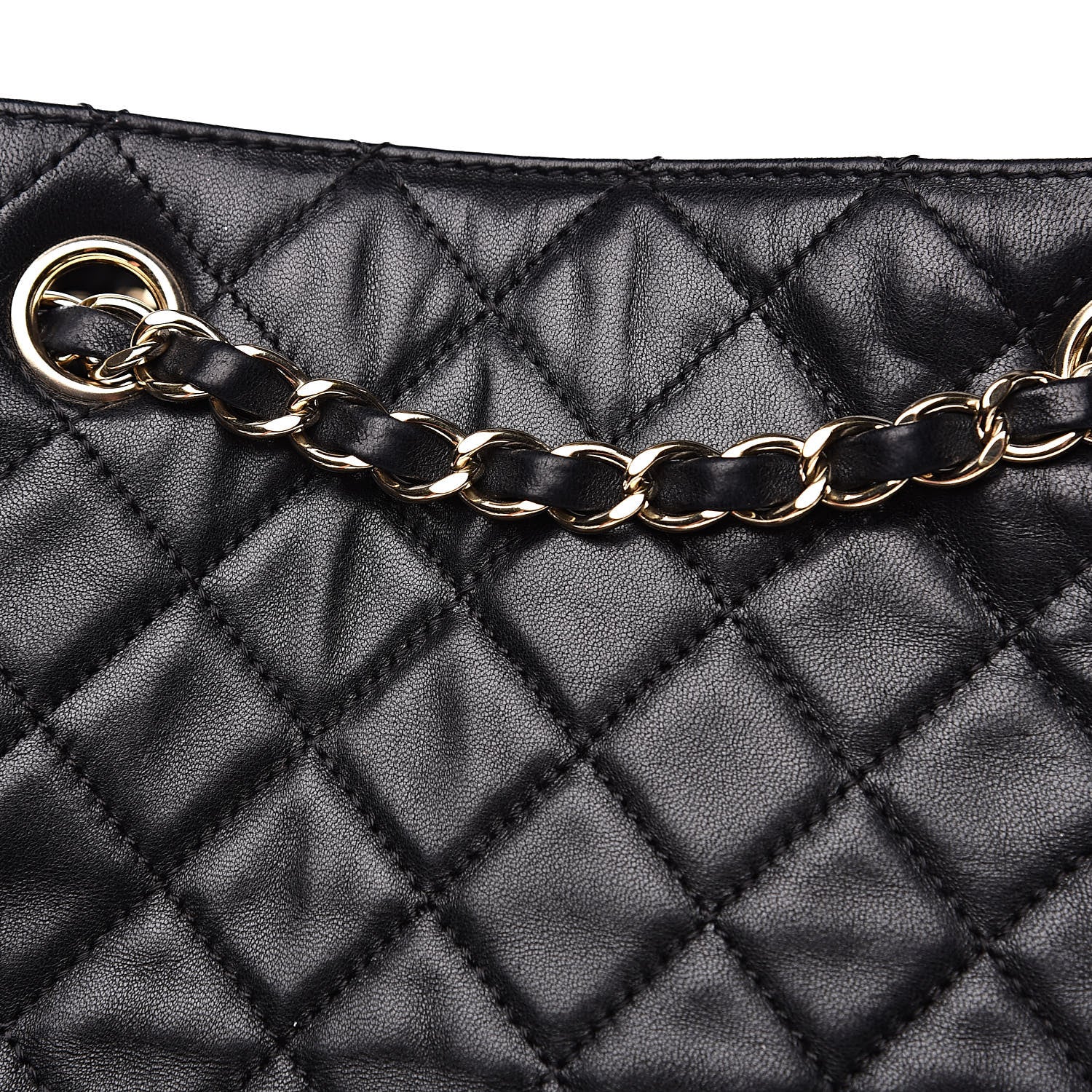 Chanel Lambskin Quilted Large Drawstring Bag Black 13 of 15