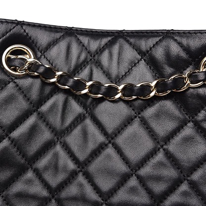 Chanel Lambskin Quilted Large Drawstring Bag Black 13 of 15