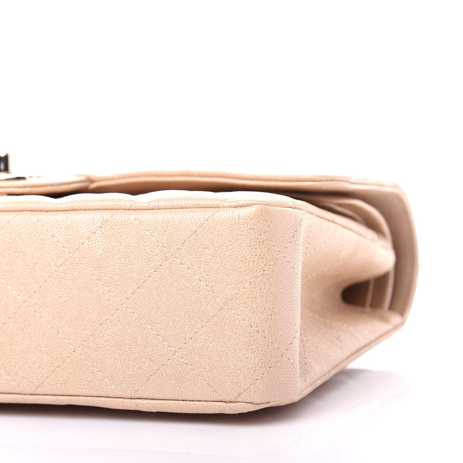 Chanel Iridescent Caviar Quilted Medium Double Flap Beige 9 of 10