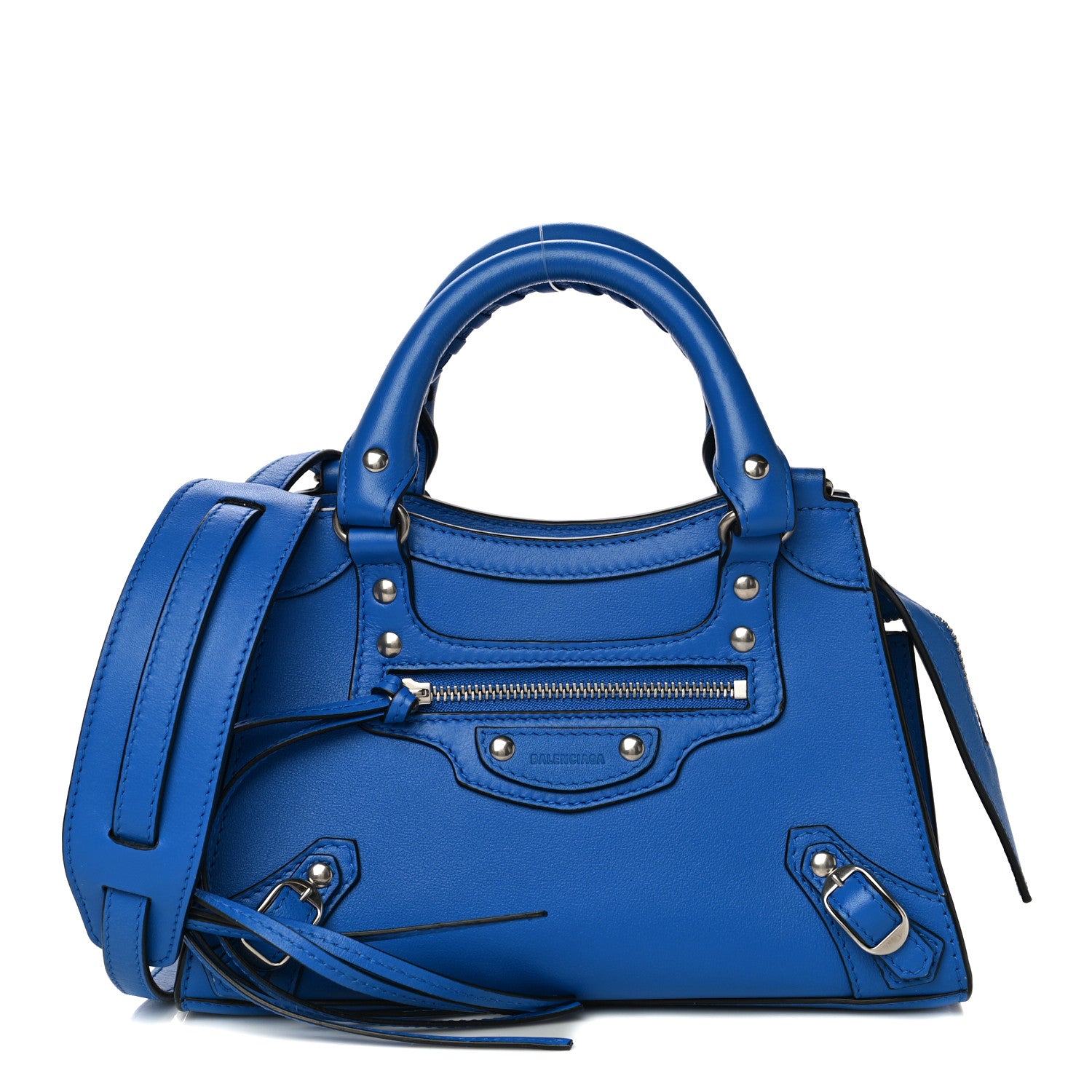 Balenciaga Smooth Calfskin Neo Classic Silver Hardware Mini City Bleu 1 of 13