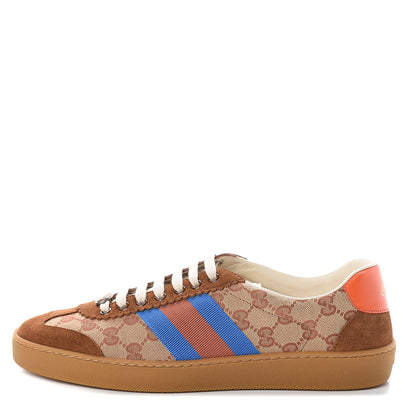 Gucci GG Monogram Suede Web Mens G74 Sneakers 8 Beige Ruggine Cuir 1 of 7