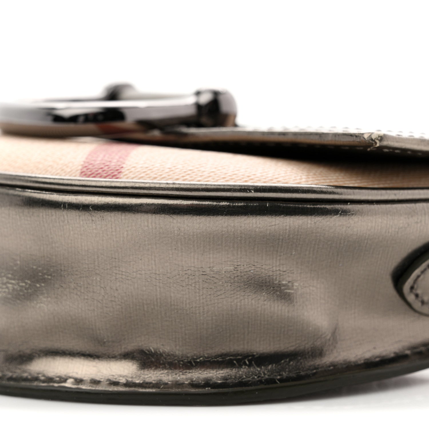 Burberry Patent Nova Check Mini Crossbody Bag Pewter 10 of 14