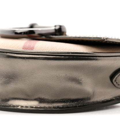 Burberry Patent Nova Check Mini Crossbody Bag Pewter 10 of 14