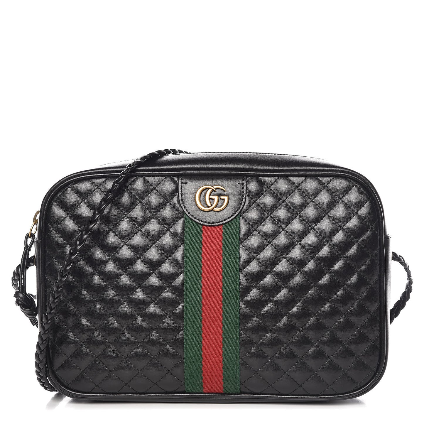 Calfskin Web Trapuntata Small GG Shoulder Bag Black