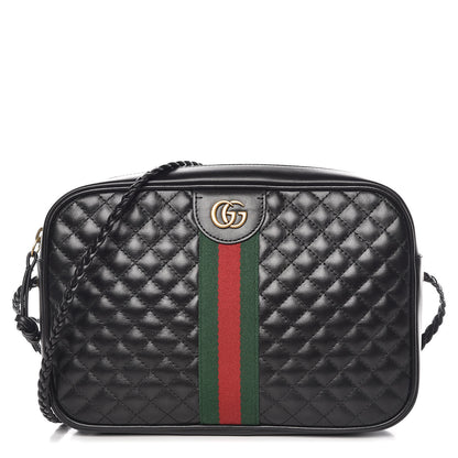Gucci Calfskin Web Trapuntata Small GG Shoulder Bag Black 1 of 9