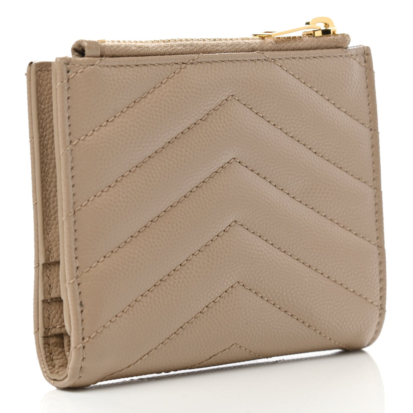 Grain De Poudre Matelasse Chevron Monogram Zipped Card Case Nude Powder