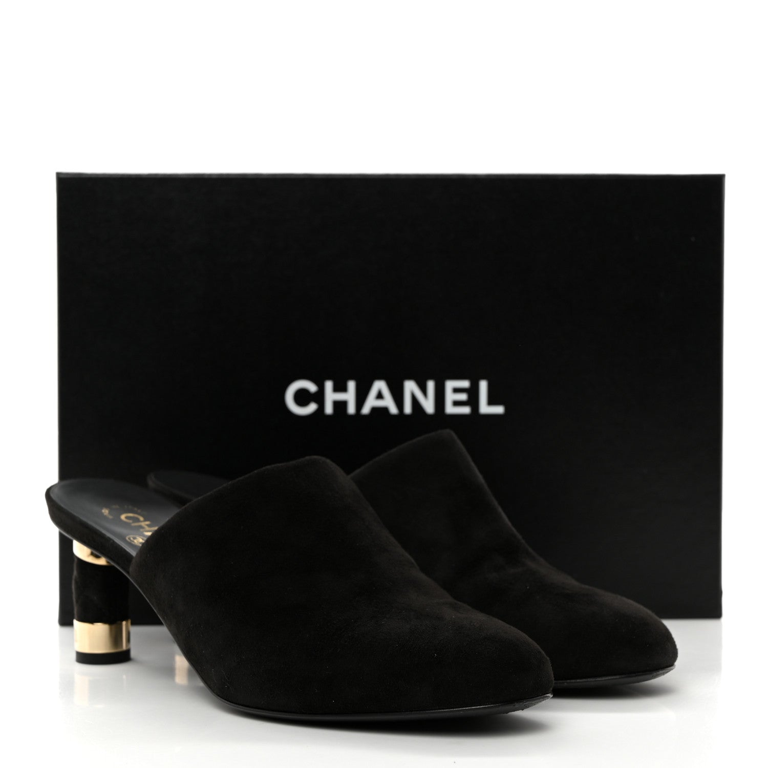 Chanel Kid Suede Logo Mules 40 Black 9 of 9