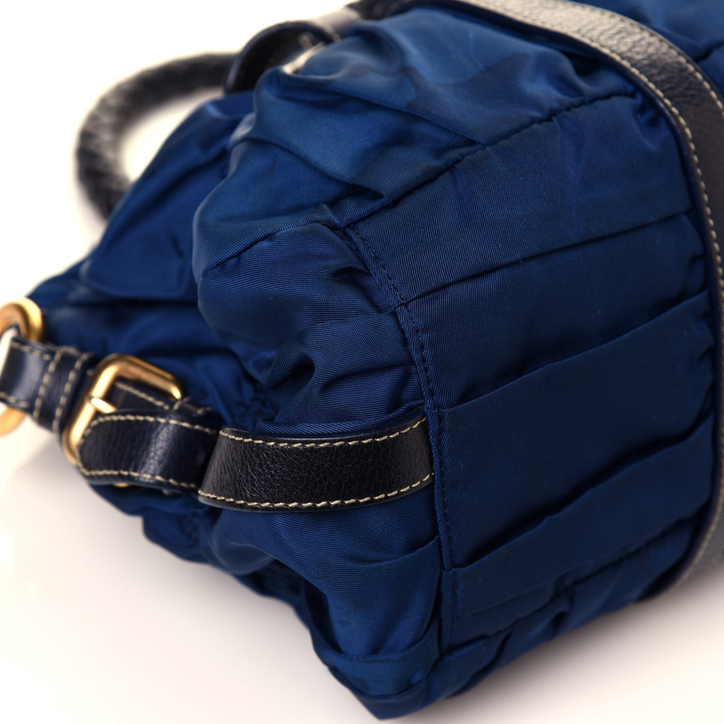 Tessuto Nylon Nappa Braided Gaufre Shoulder Bag Bleuette