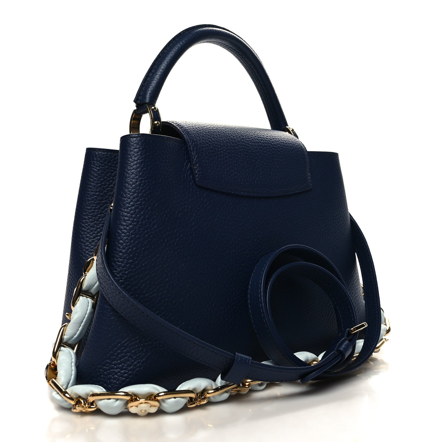 Louis Vuitton Taurillon Blossom Chain Capucines MM French Blue 3 of 10