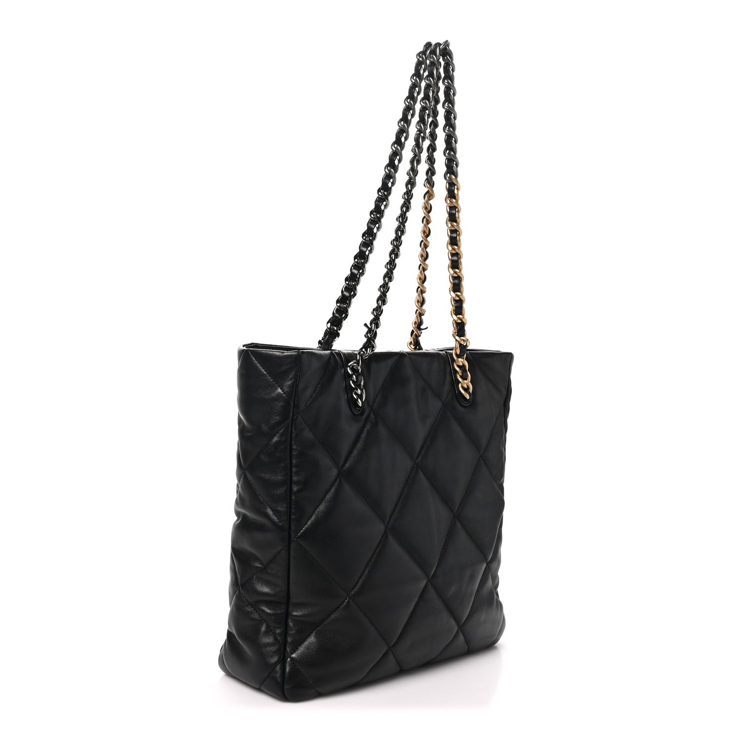 Lambskin Quilted Chanel 19 Shopping Bag Black