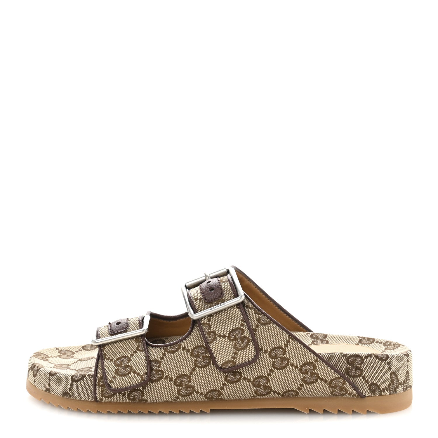 Gucci GG Monogram Lavaredo Eco Fabric Mens Slide Sandals With Straps 6 Beige Ebony Light Brown 1 of 10