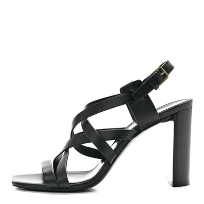 Saint Laurent Smooth Calfskin Joan 90 Sandals 38.5 Black 1 of 8