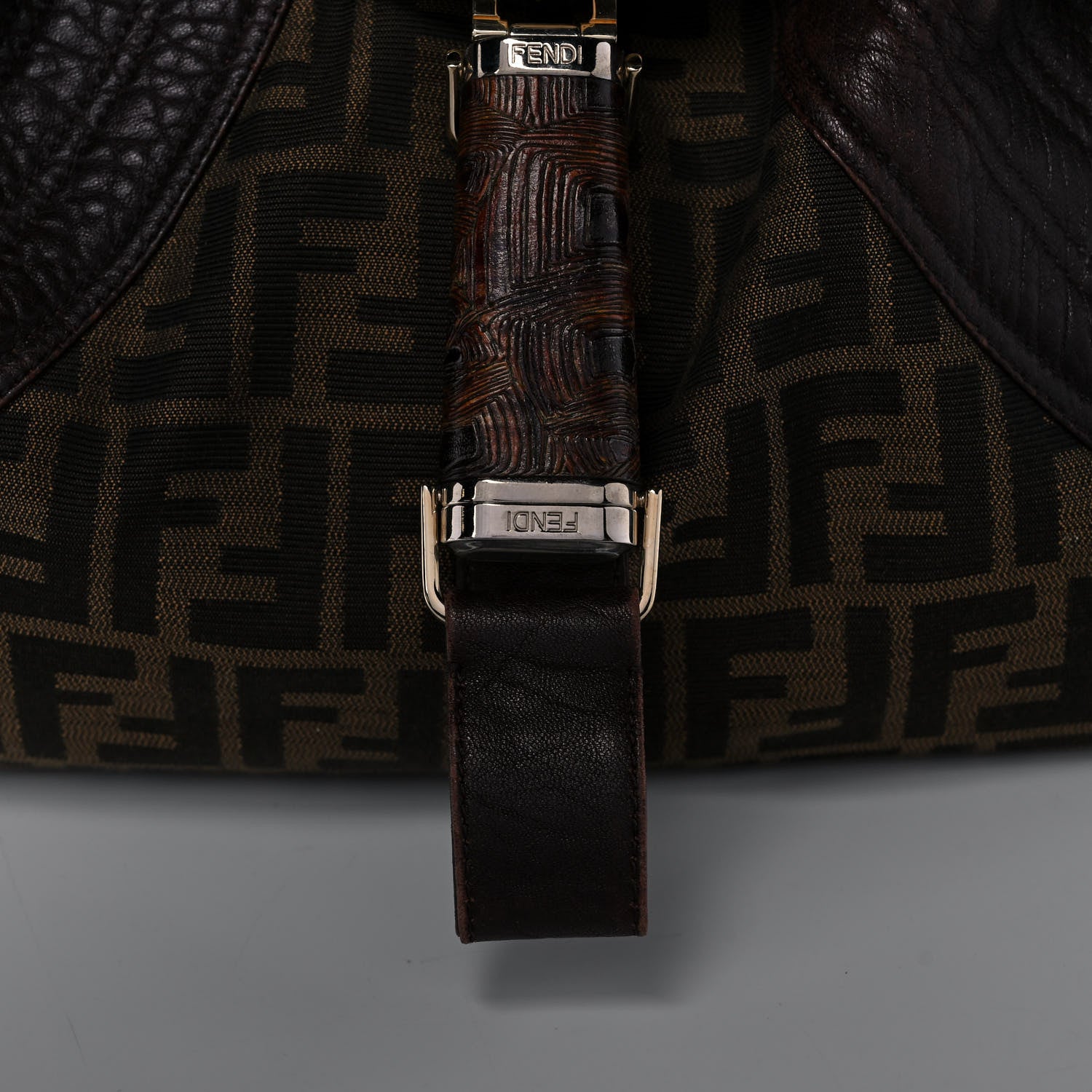 Fendi Zucca Nappa Nuvolata Vitello Tortuga Spy Tobacco Moro 10 of 12
