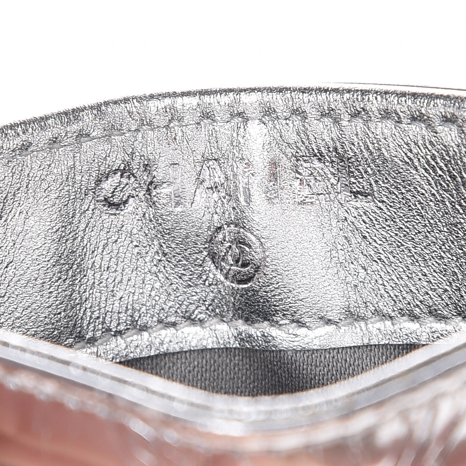 Chanel Patent Calfskin Lucky Symbols Card Holder Case Silver 6 of 9