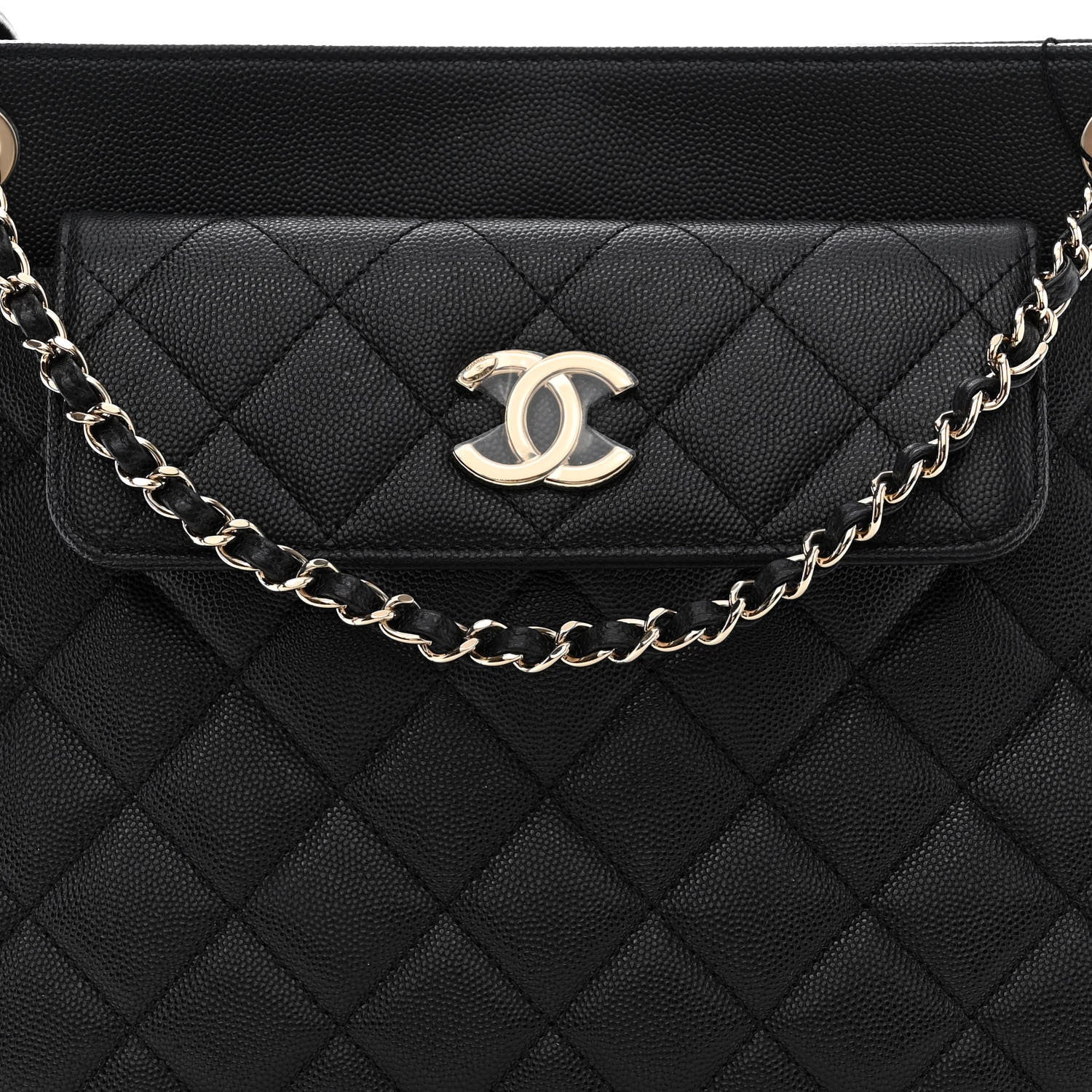 Chanel Caviar Quilted In Out Flap Shopping Tote Black 8 of 12