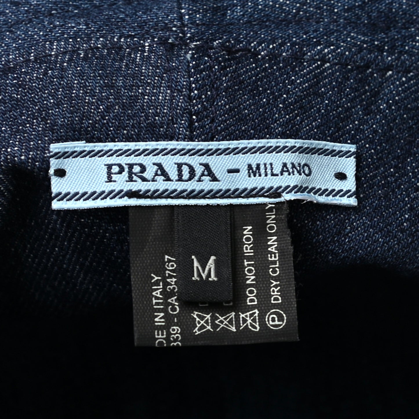 Nylon Denim Metal Triangle Logo Bucket Hat M Black