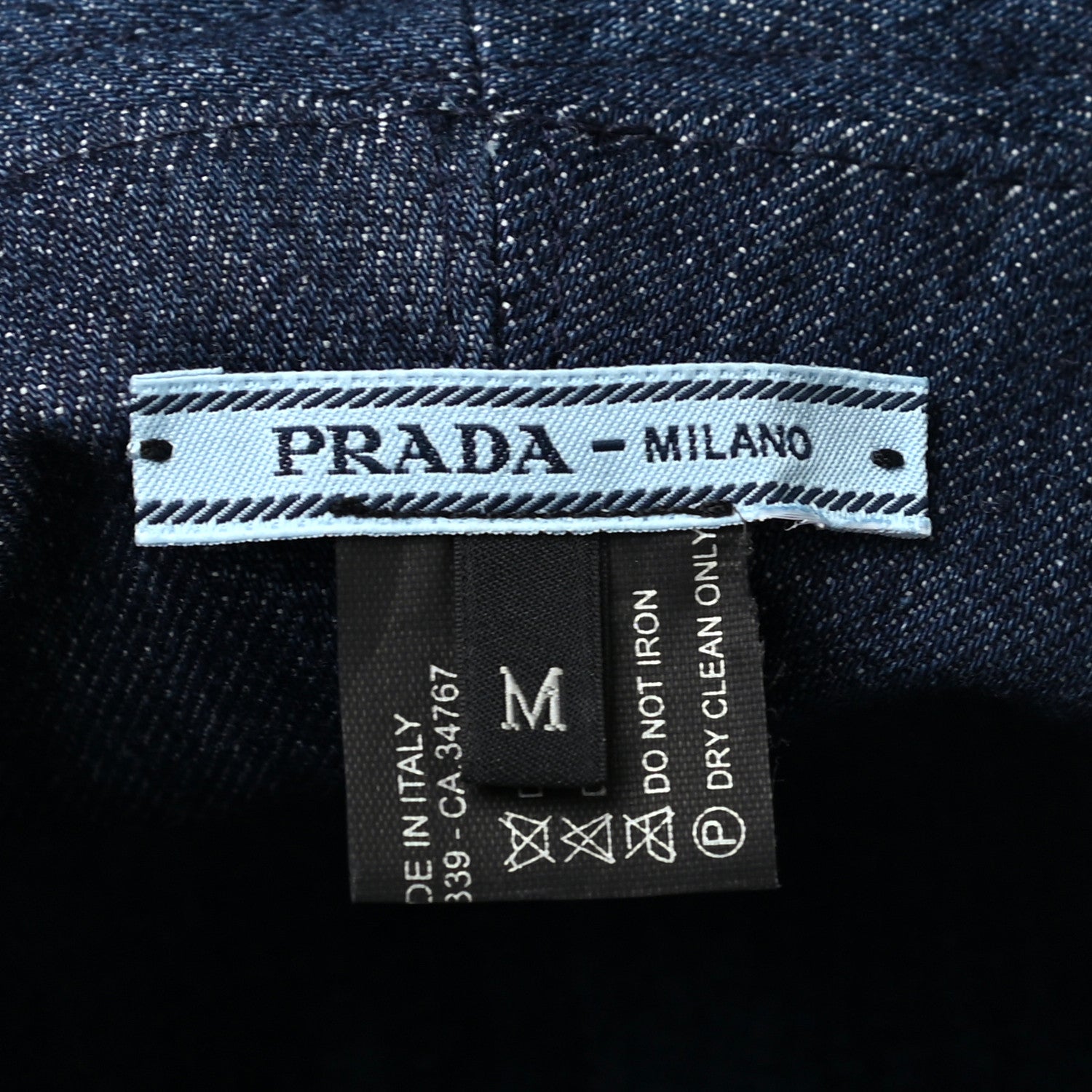 Prada Nylon Denim Metal Triangle Logo Bucket Hat M Black 7 of 9