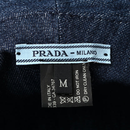 Prada Nylon Denim Metal Triangle Logo Bucket Hat M Black 7 of 9