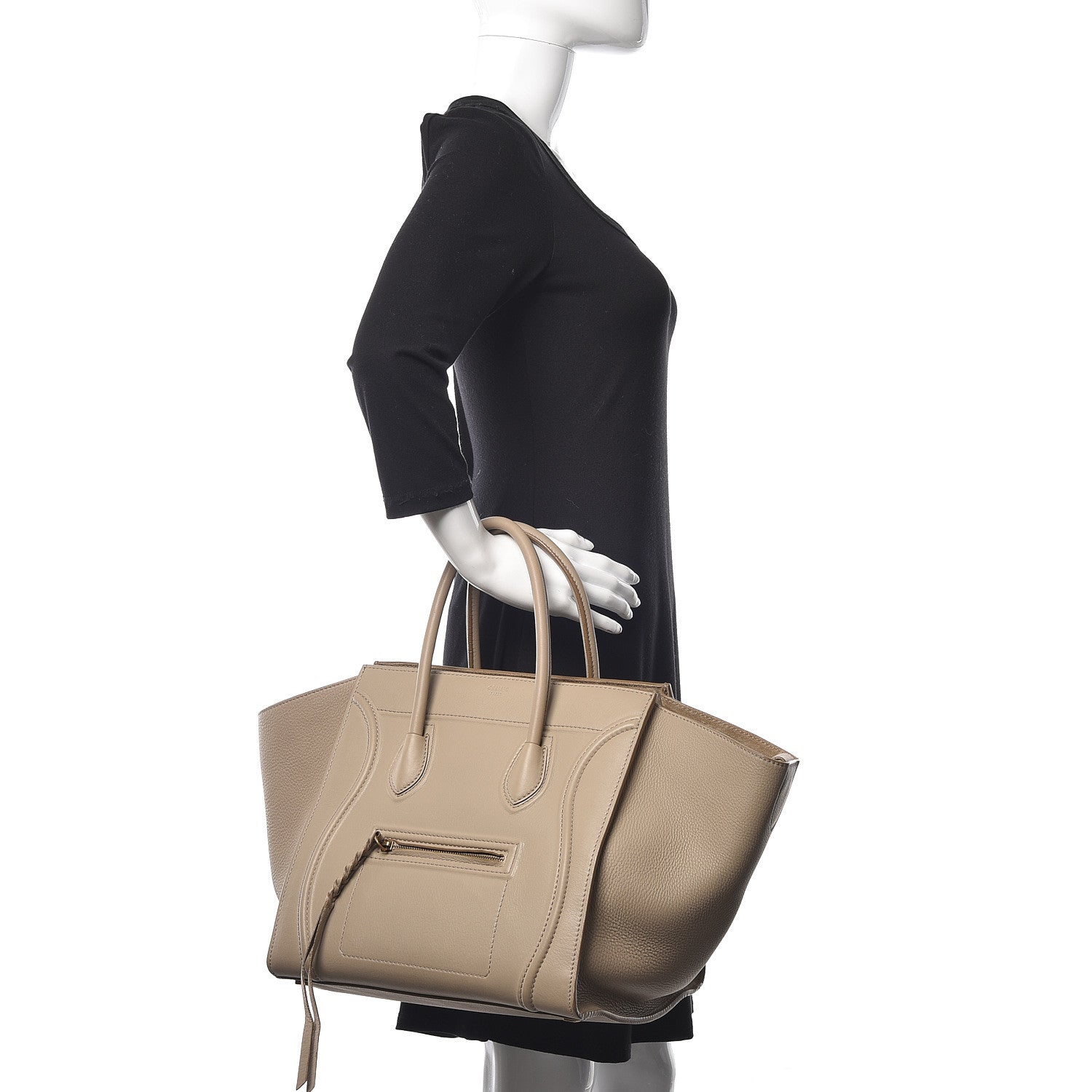 Celine Supple Calfskin Medium Phantom Luggage Beige 2 of 13