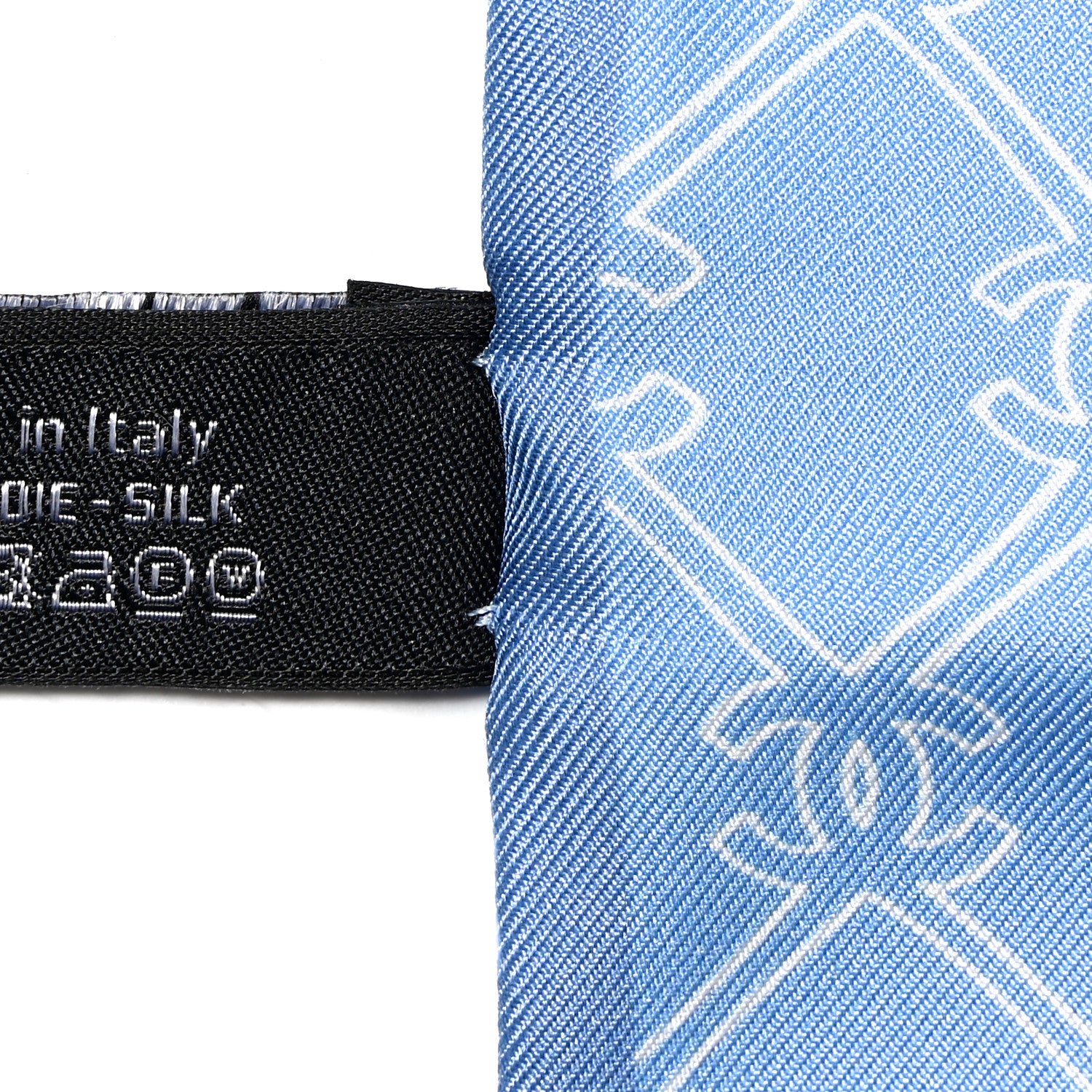 Chanel Silk CC Lucky Symbols Slim Bandeau Scarf Light Blue Multicolor 5 of 6