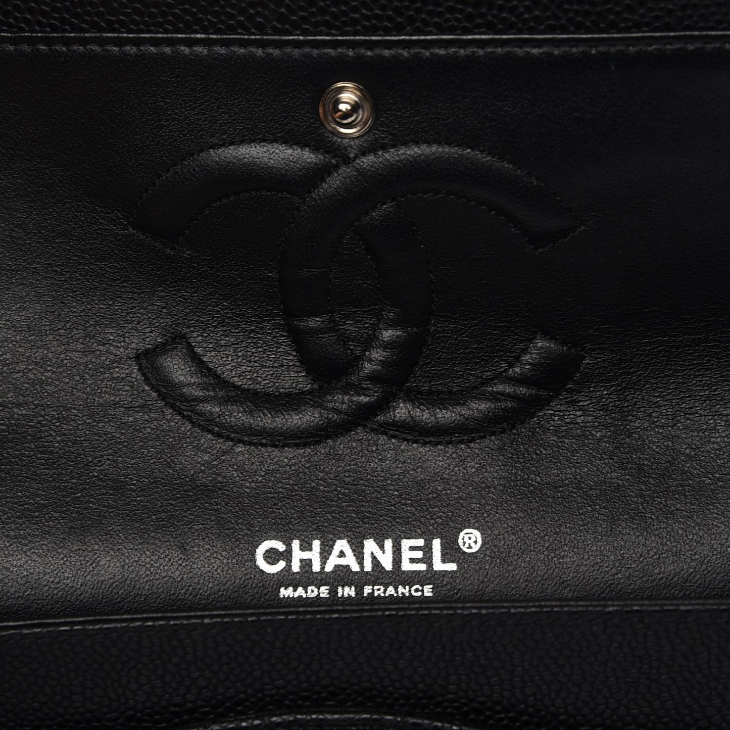 Caviar Quilted Medium Double Flap Black