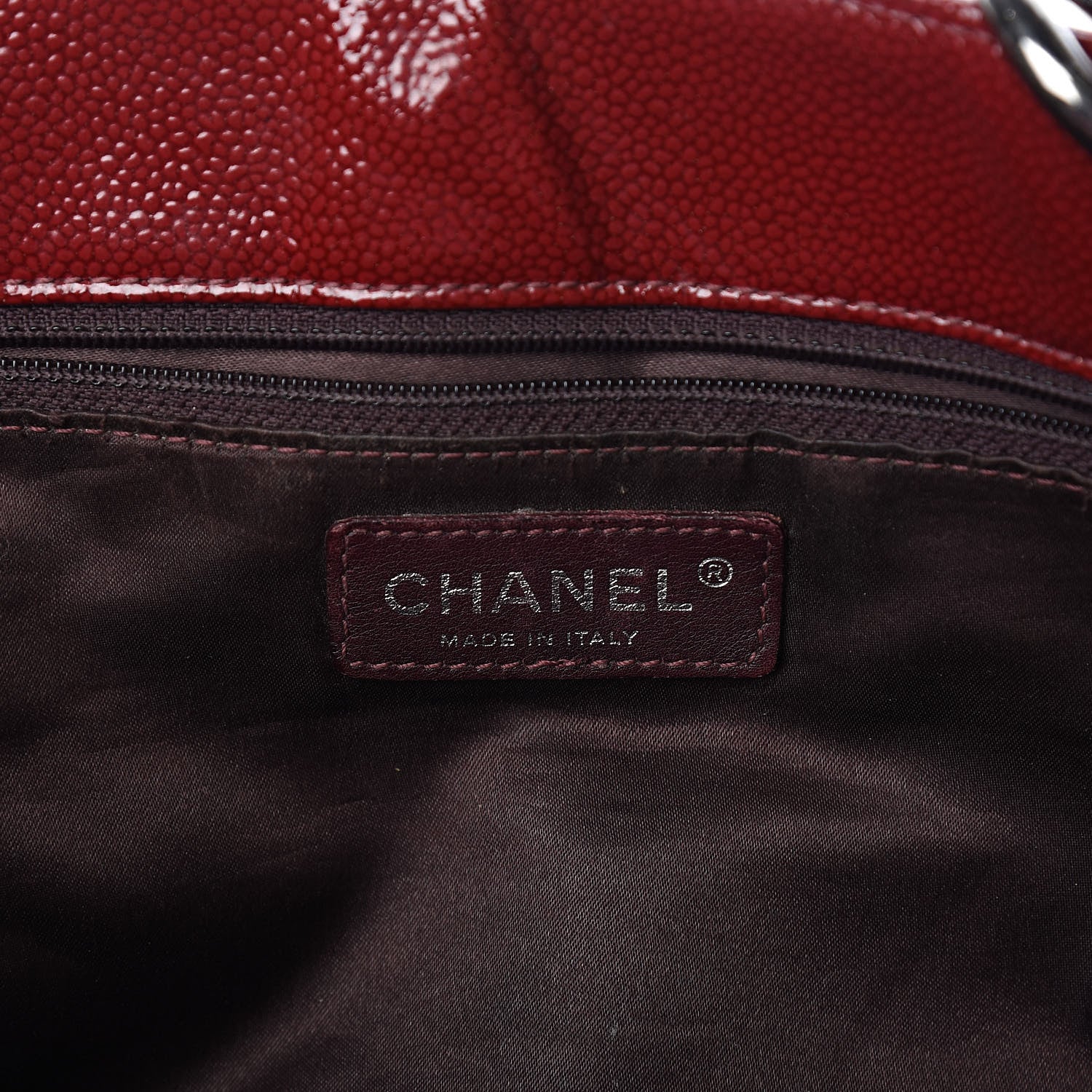 Chanel Patent Caviar Diamond Quilted Shine Small Reissue Tote Red 6 of 12